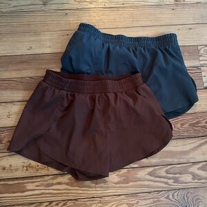 Lot of two pairs Girlfriend Collective Chocolate Brown and Forest Green Shorts